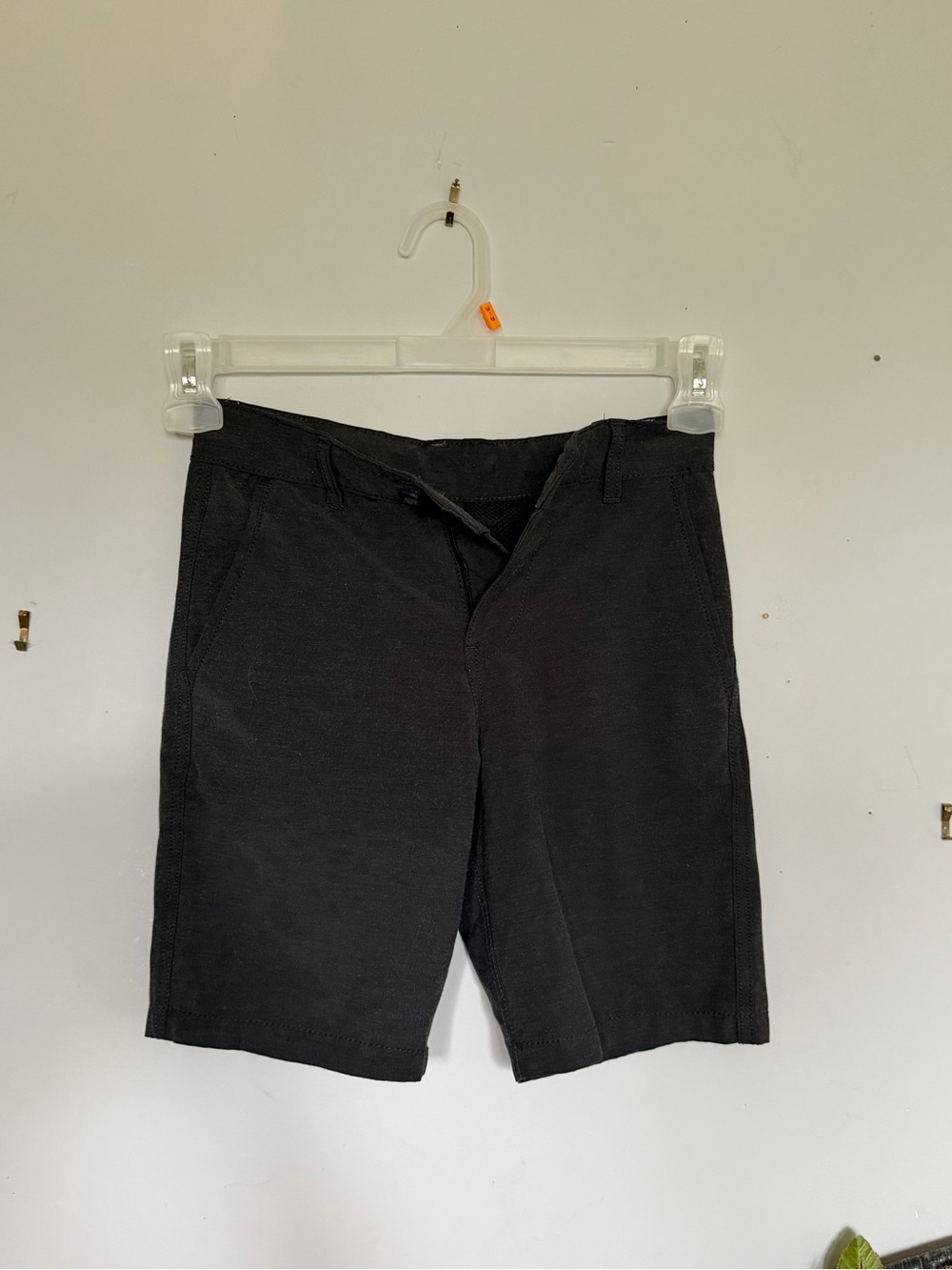 Kids Black Flat-Front Shorts with Pockets